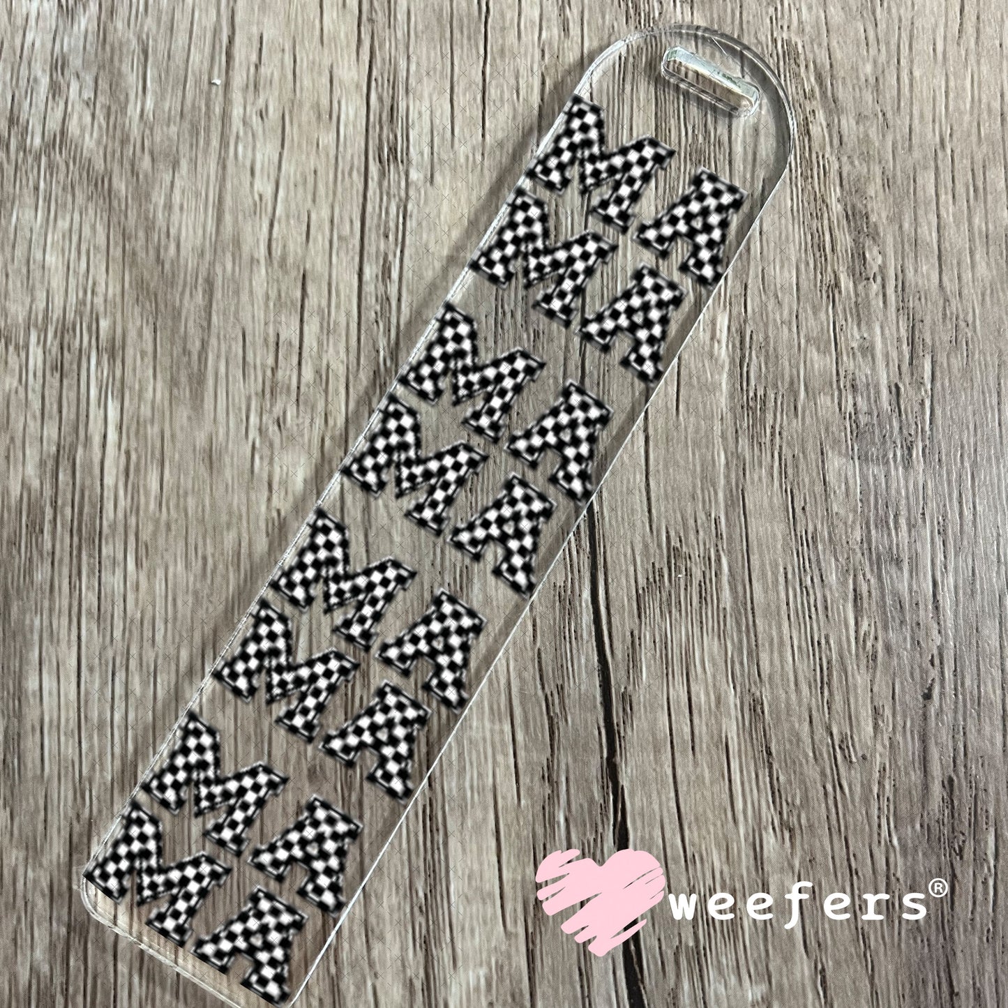 UV DTF Decal - Mama Stacked Black and White Checkered Bookmark Weefers