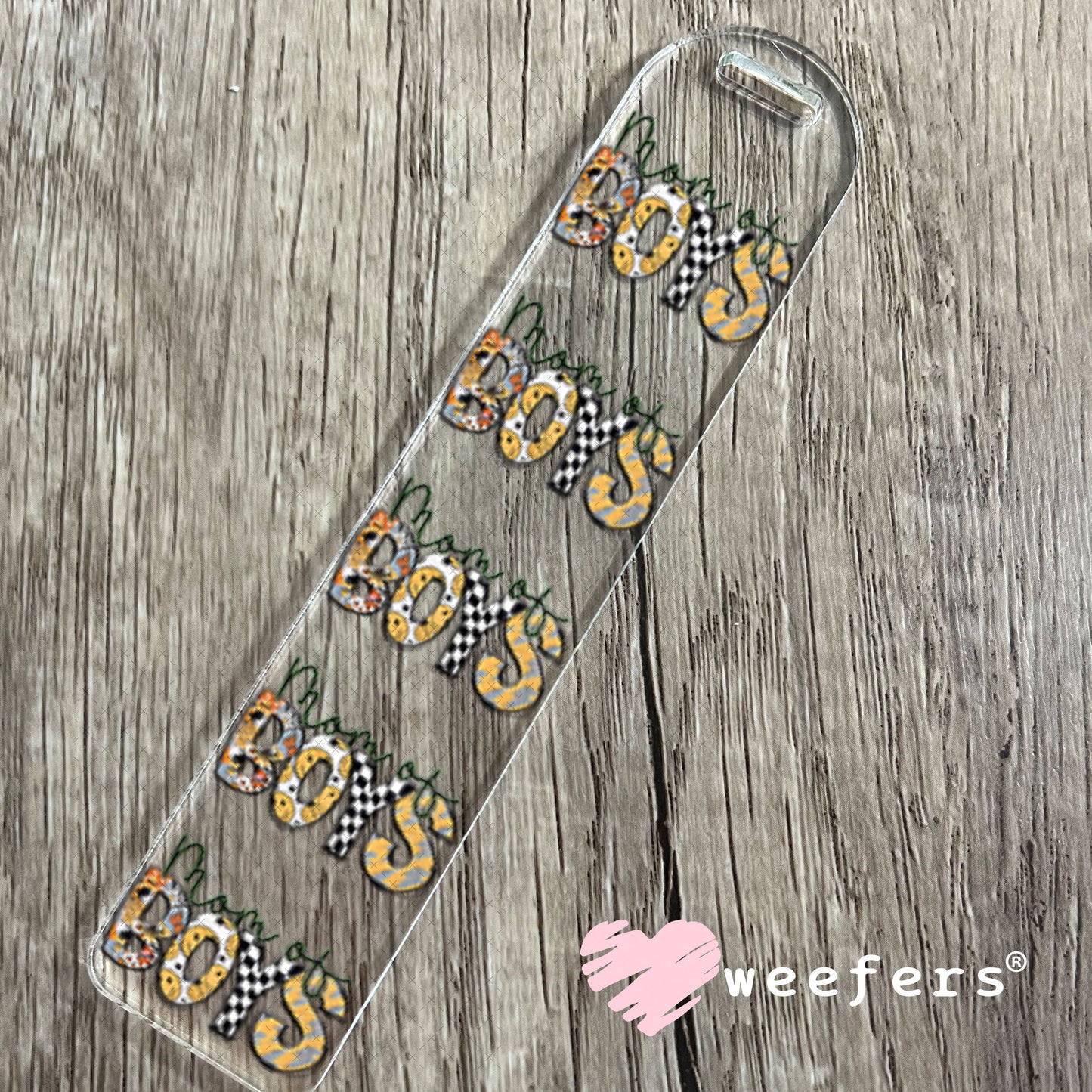 UV DTF Decal - Mom of Boys Checkered Bookmark Weefers