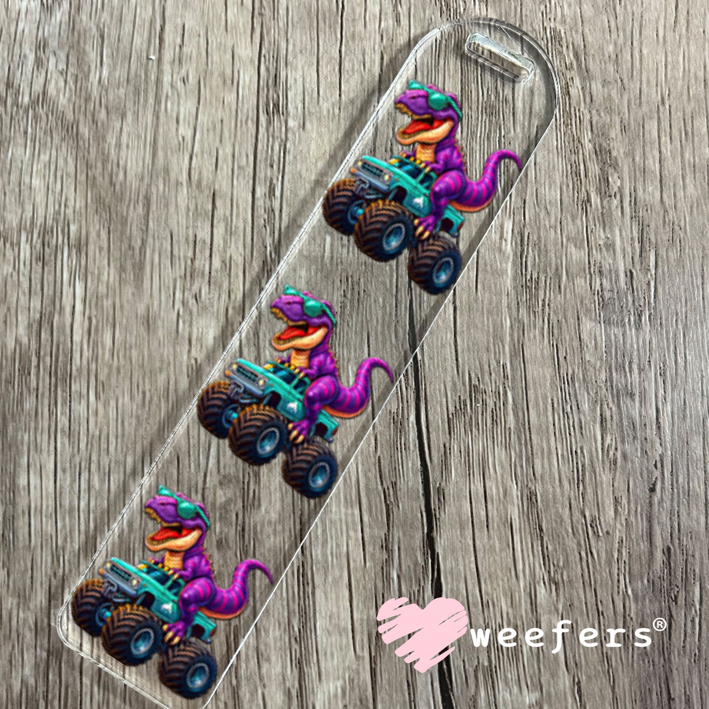 UV DTF Decal - Purple Dinosaur Monster Truck Bookmark Weefers