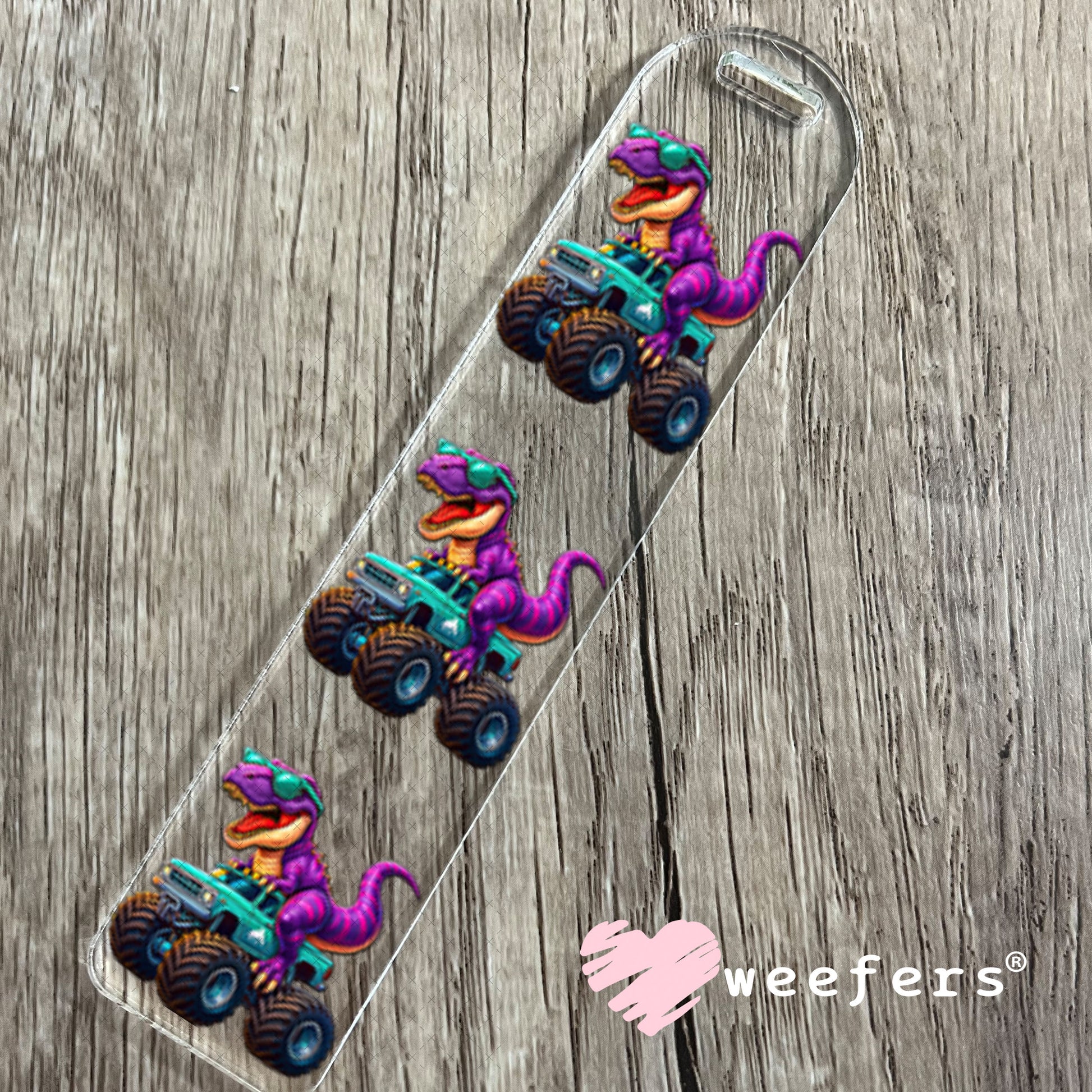 UV DTF Decal - Purple Dinosaur Monster Truck Bookmark Weefers