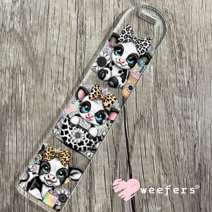 UV DTF Cup Wrap – Baby Black and White Cows in Coffee Cup Bookmark Weefers