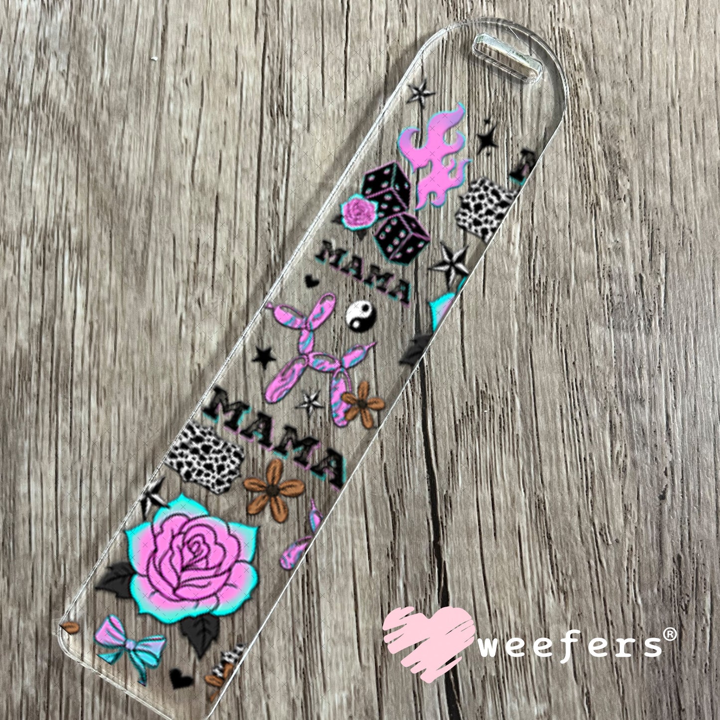 UV DTF Cup Wrap – Mama Purple and Teal Roses Bookmark Weefers