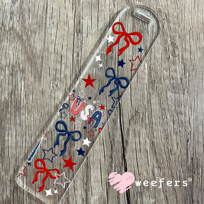 UV DTF Cup Wrap – USA Red White Blue Bows Bookmark Weefers
