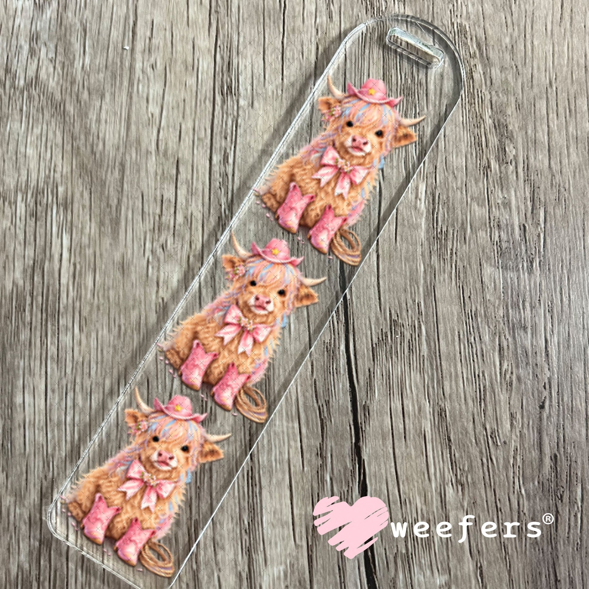 UV DTF Decal - Pink Cowgirl Cow Bookmark Weefers