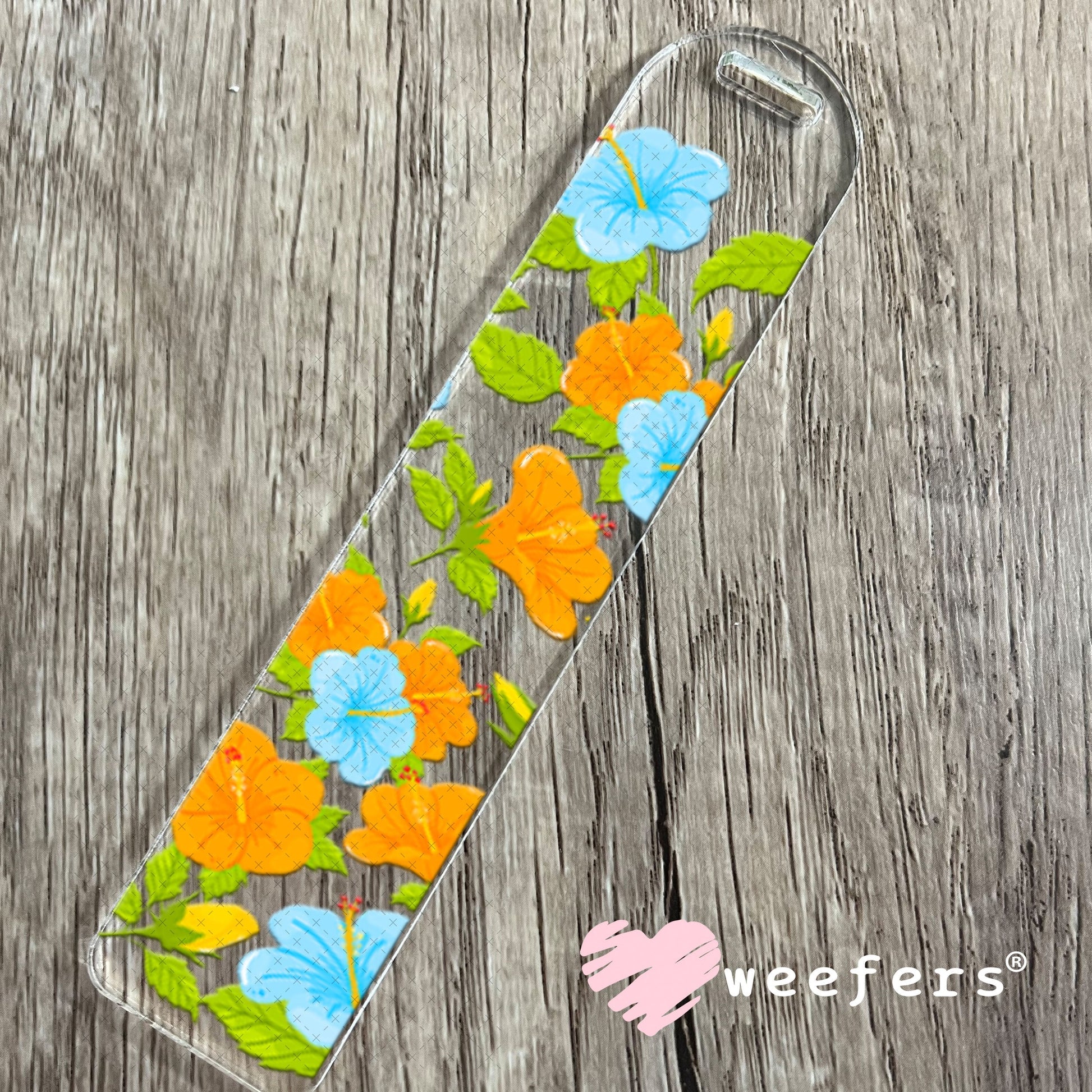 UV DTF Cup Wraps - Orand and Blue Hisbiscus Bookmark Weefers