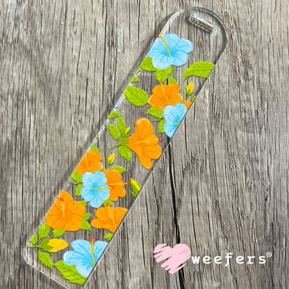 UV DTF Cup Wraps - Orand and Blue Hisbiscus Bookmark Weefers