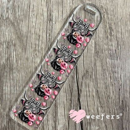 UV DTF Decal - Black and Pink Cow Bubbles Bookmark Weefers