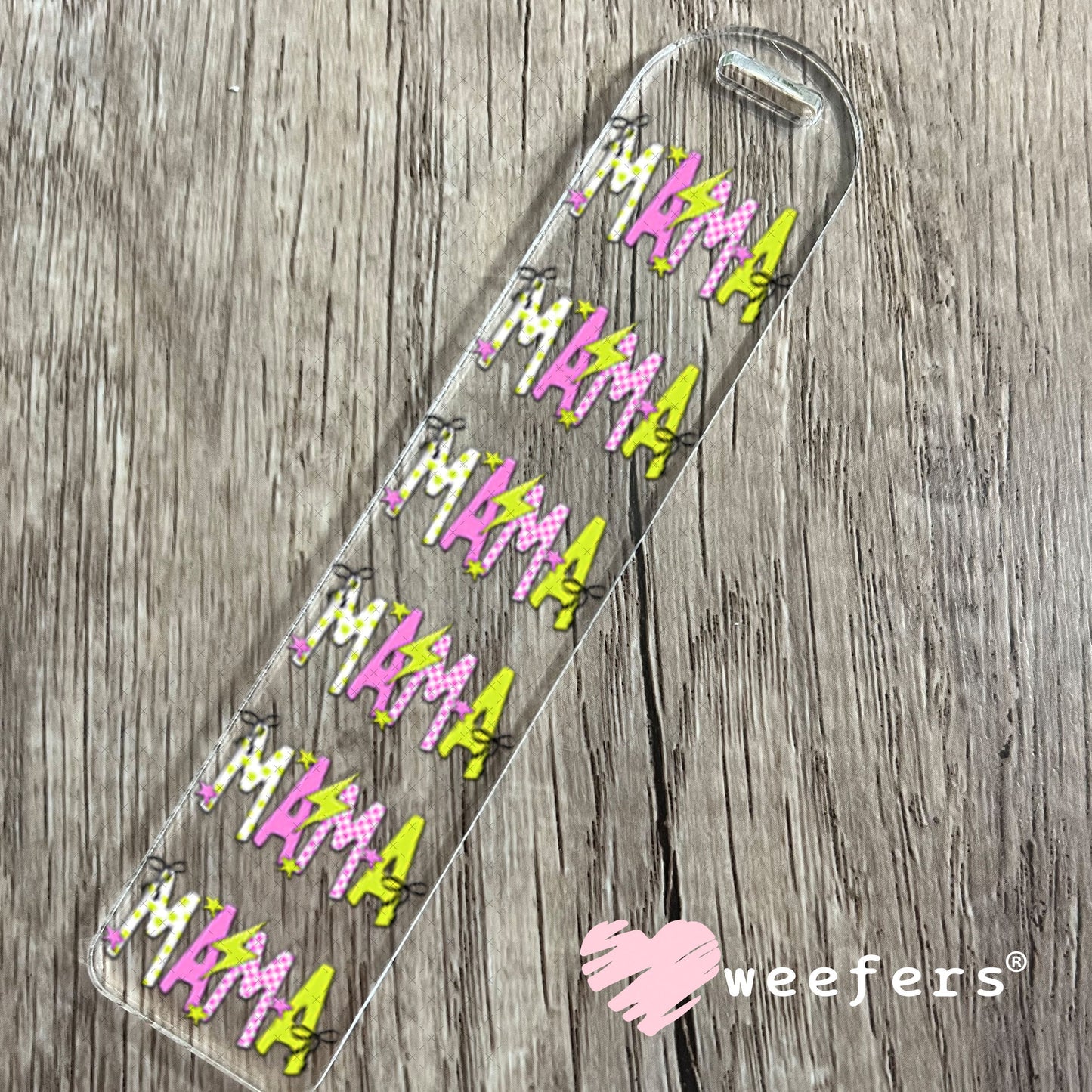 UV DTF Decal - Mama Pink Green Checkered Bookmark Weefers
