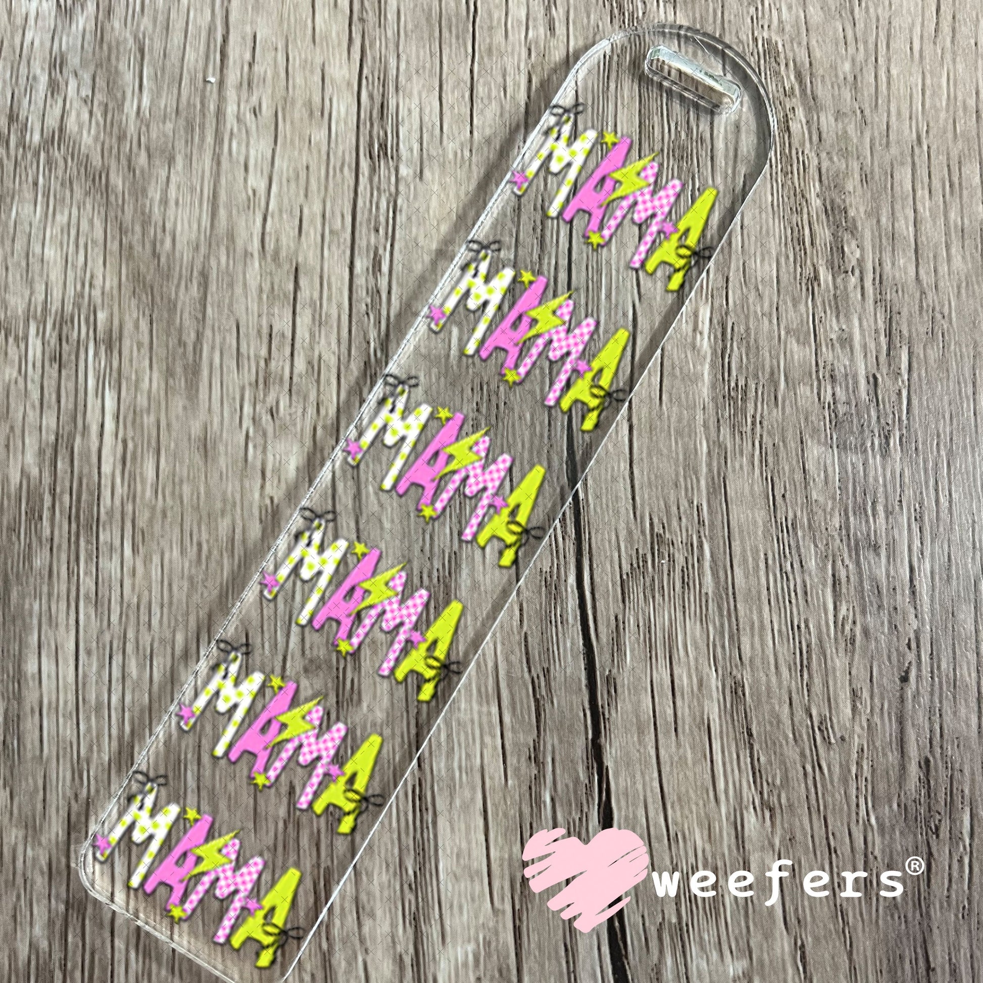 UV DTF Decal - Mama Pink Green Checkered Bookmark Weefers