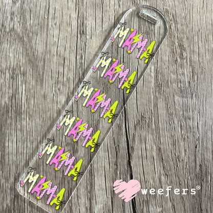 UV DTF Decal - Mama Pink Green Checkered Bookmark Weefers