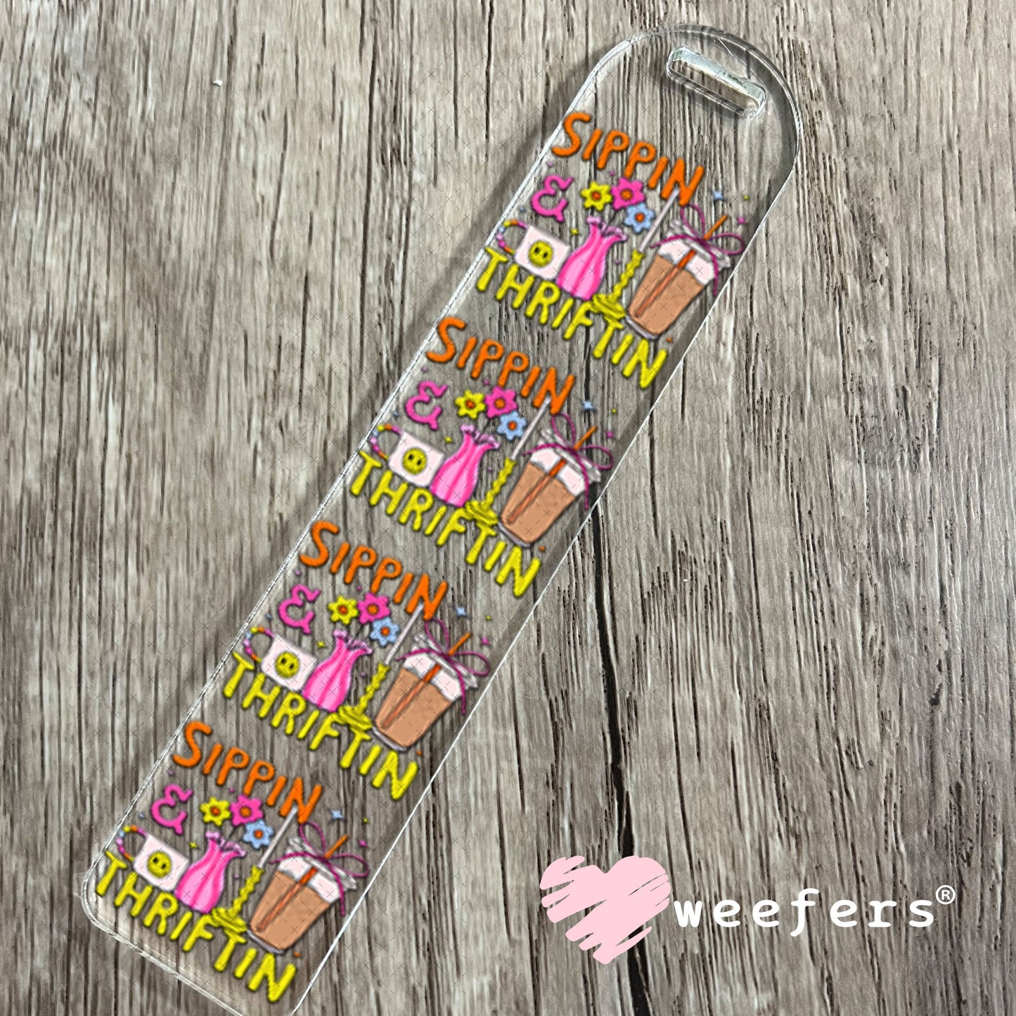 UV DTF Decal - Sippin and Thriftin Bookmark Weefers