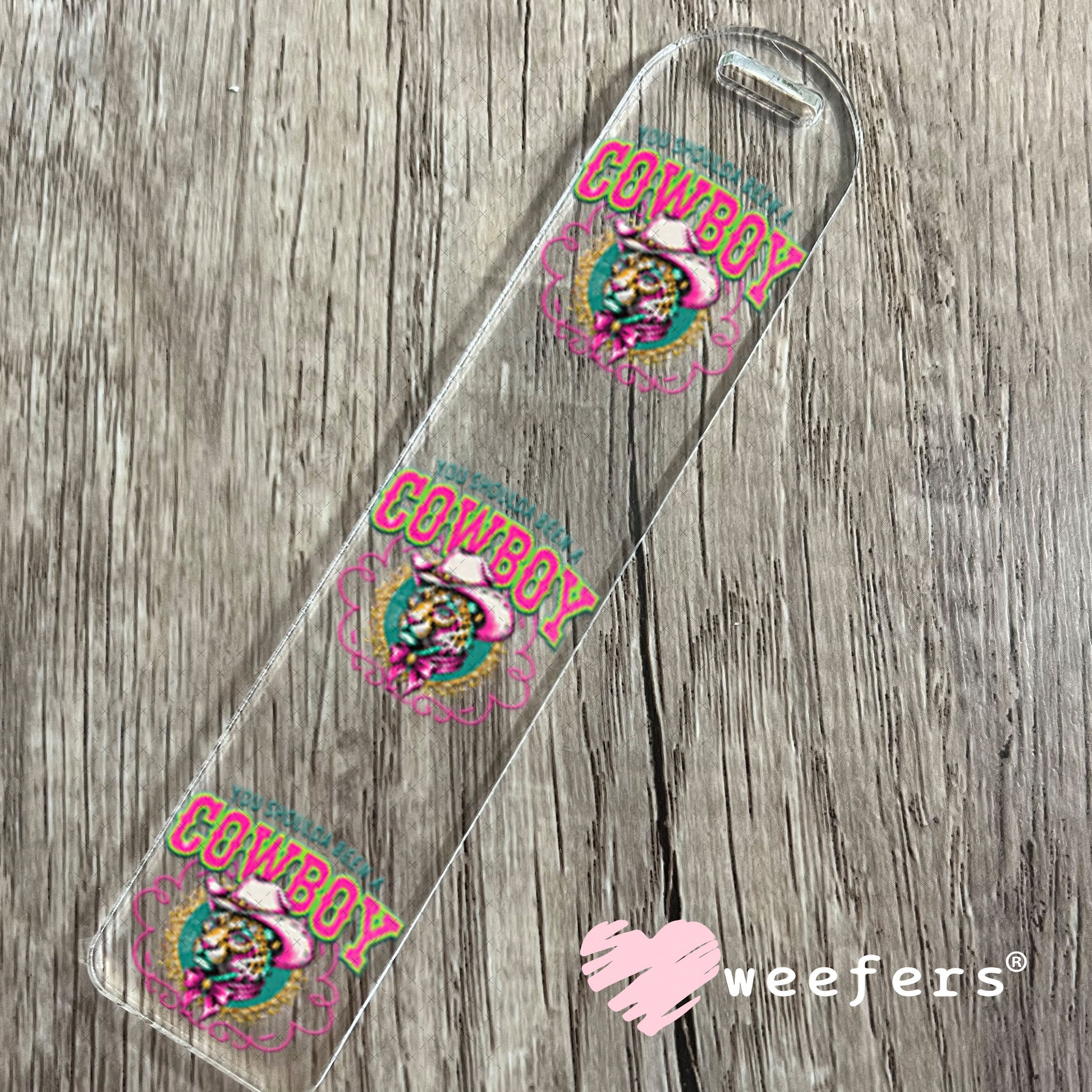 UV DTF Decal - Teal Cow Skull Bookmark Weefers