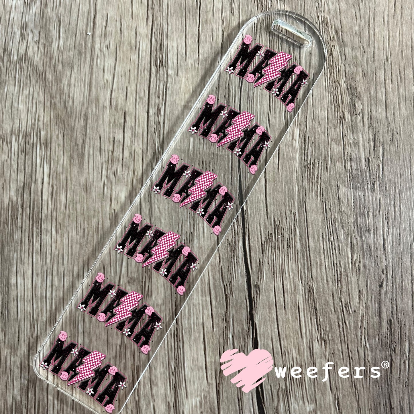 Mama Pink Black Lightening Bolt UV DTF Decal - Weefers