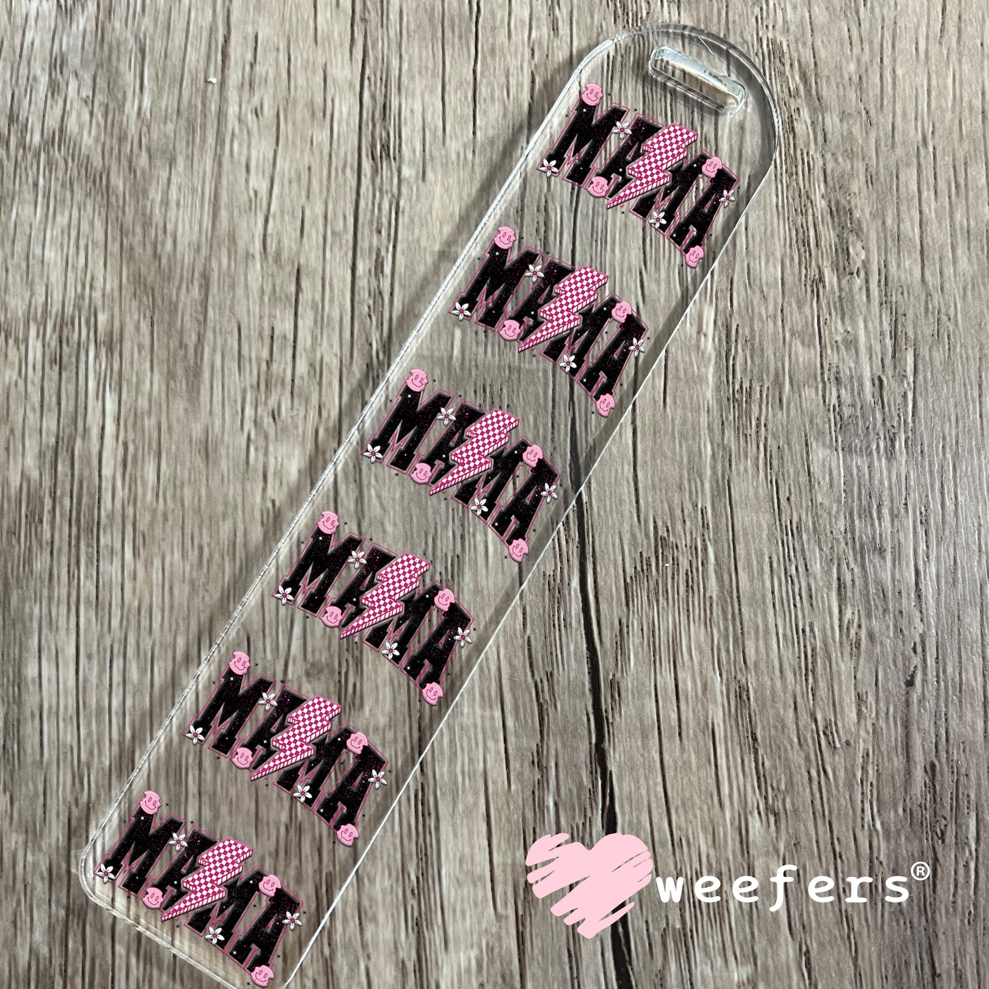 Mama Pink Black Lightening Bolt UV DTF Decal - Weefers