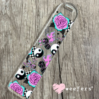 UV DTF Cup Wraps - Ying Yang Purple Teal Roses Bookmark Weefers