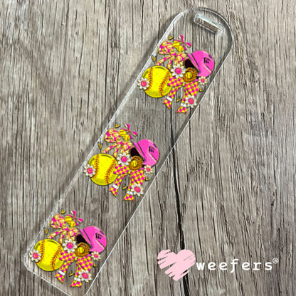 UV DTF Decal - Pink Yellow Sotfball Bows Bookmark Weefers