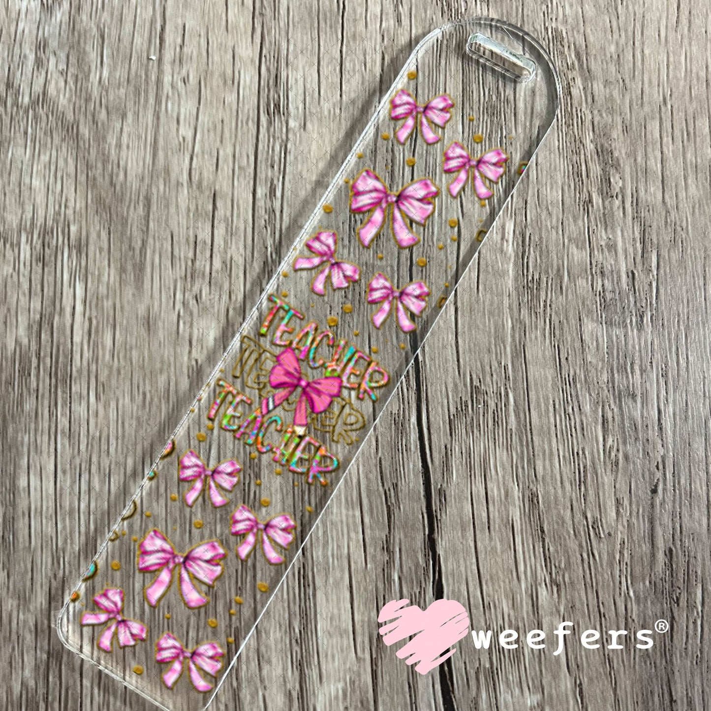 UV DTF Cup Wraps - Teacher Coquette Pink Bows Bookmark Weefers