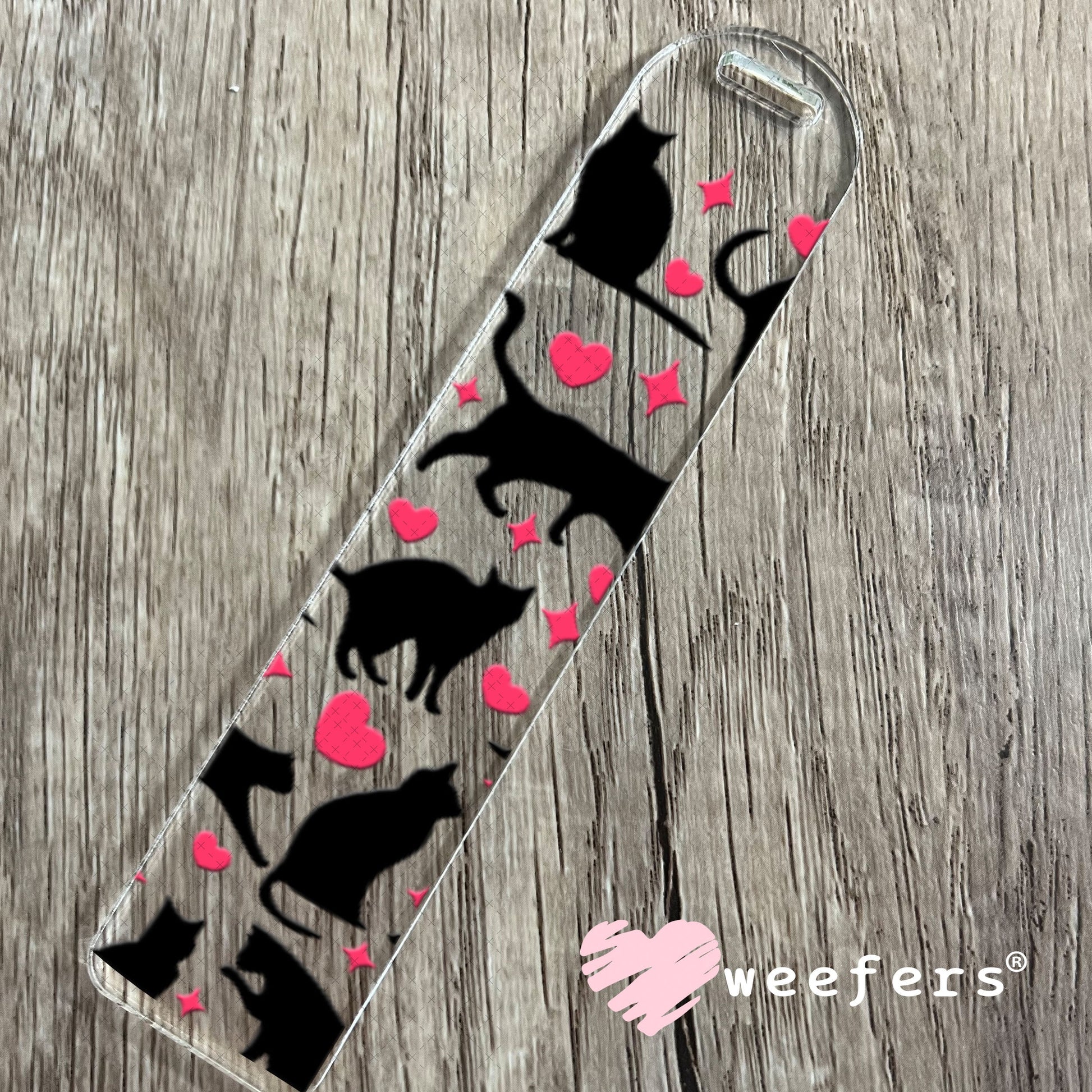 UV DTF Cup Wraps - Playful Black Cats and Hearts Bookmark Weefers