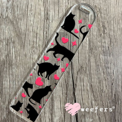 UV DTF Cup Wraps - Playful Black Cats and Hearts Bookmark Weefers