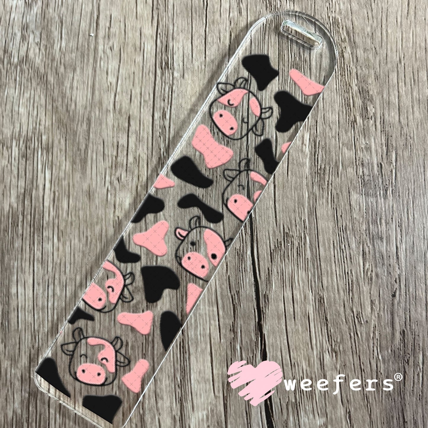 UV DTF Cup Wraps - Pink and Black Cows Bookmark Weefers