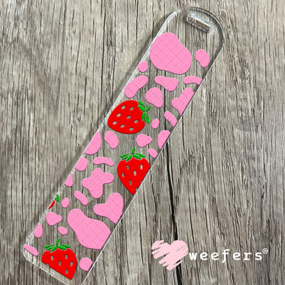 UV DTF Cup Wraps - Pink Cow Print Red Strawberries Bookmark Weefers