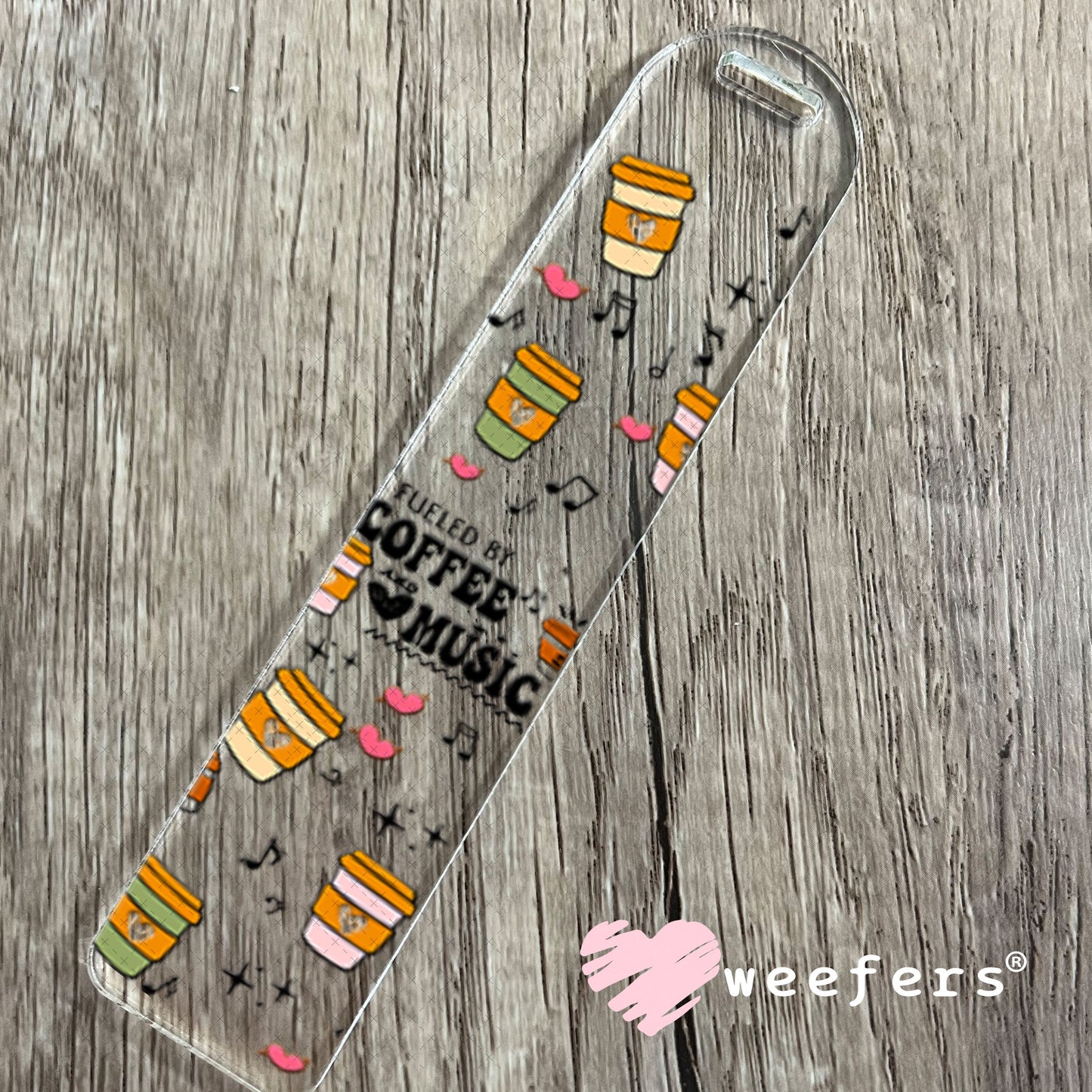 UV DTF Cup Wraps - Fueld by Coffee and Music Bookmark Weefers