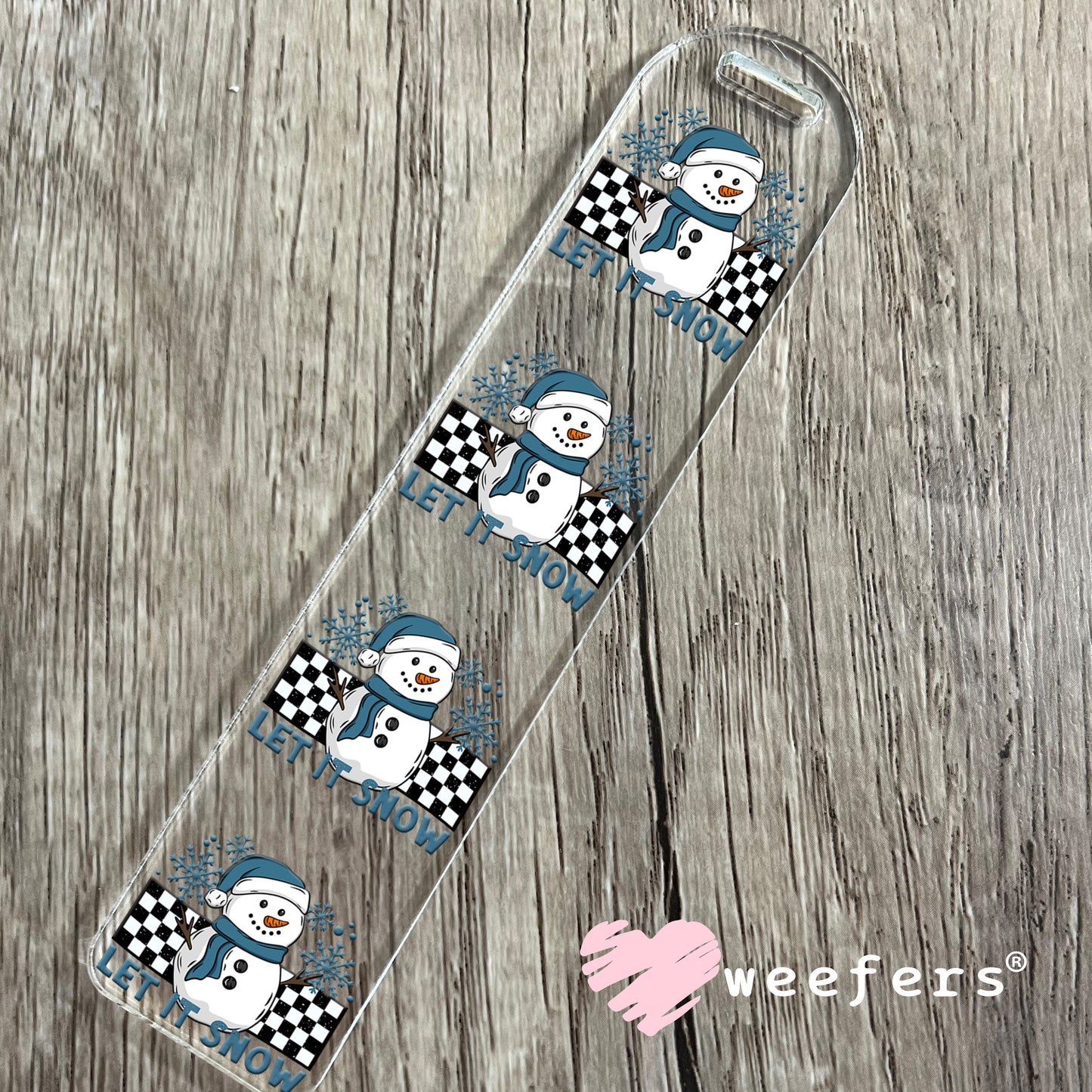 Let It Snow Blue UV DTF Bookmark Decal