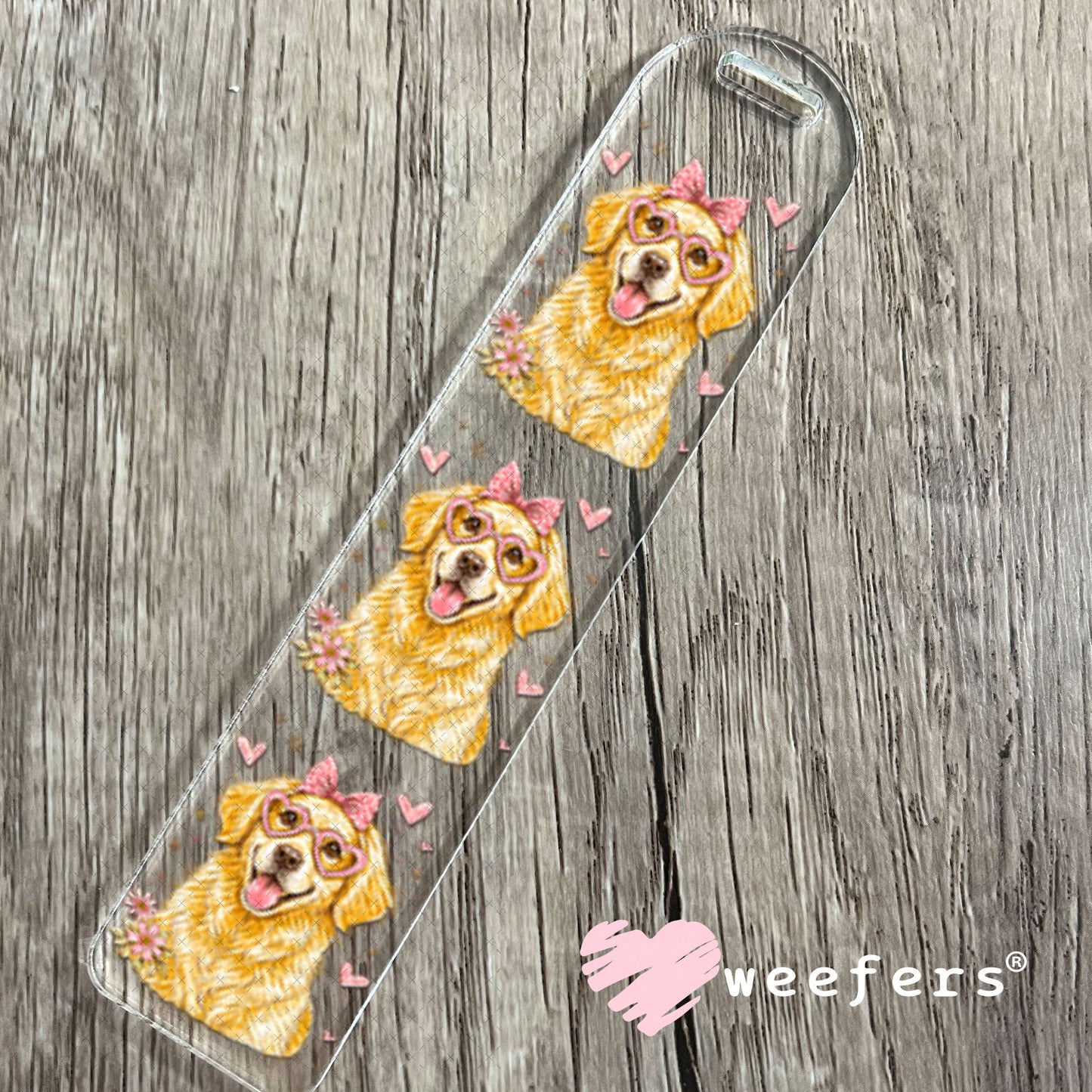 UV DTF Decal - Hearts Golden Retriever Bookmark Weefers