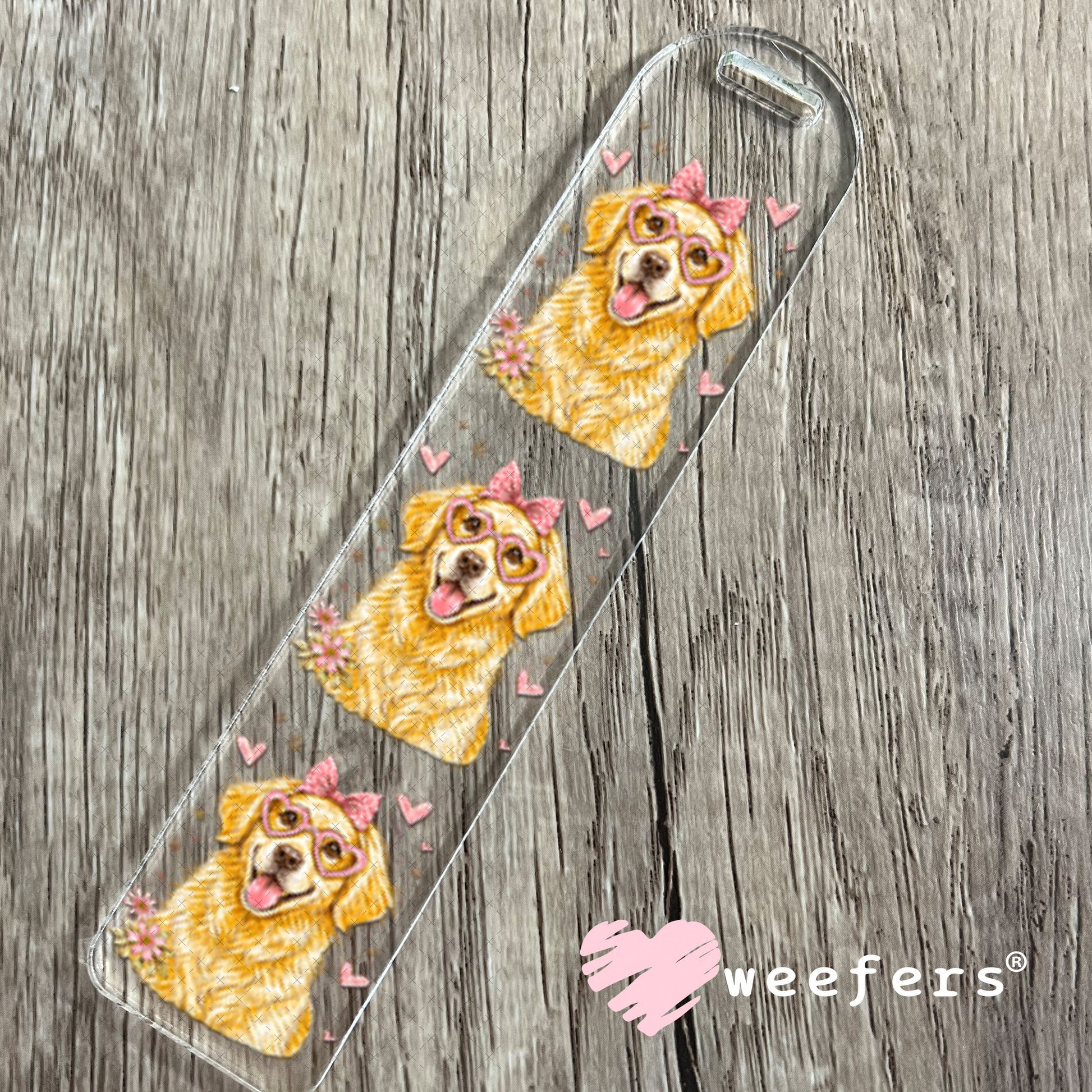 UV DTF Decal - Hearts Golden Retriever Bookmark Weefers