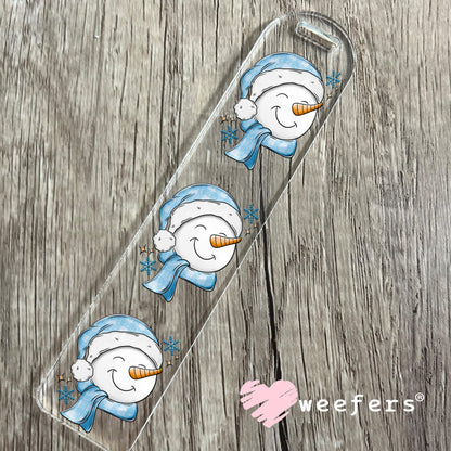 Happy Snowman Blue UV DTF Bookmark Decal