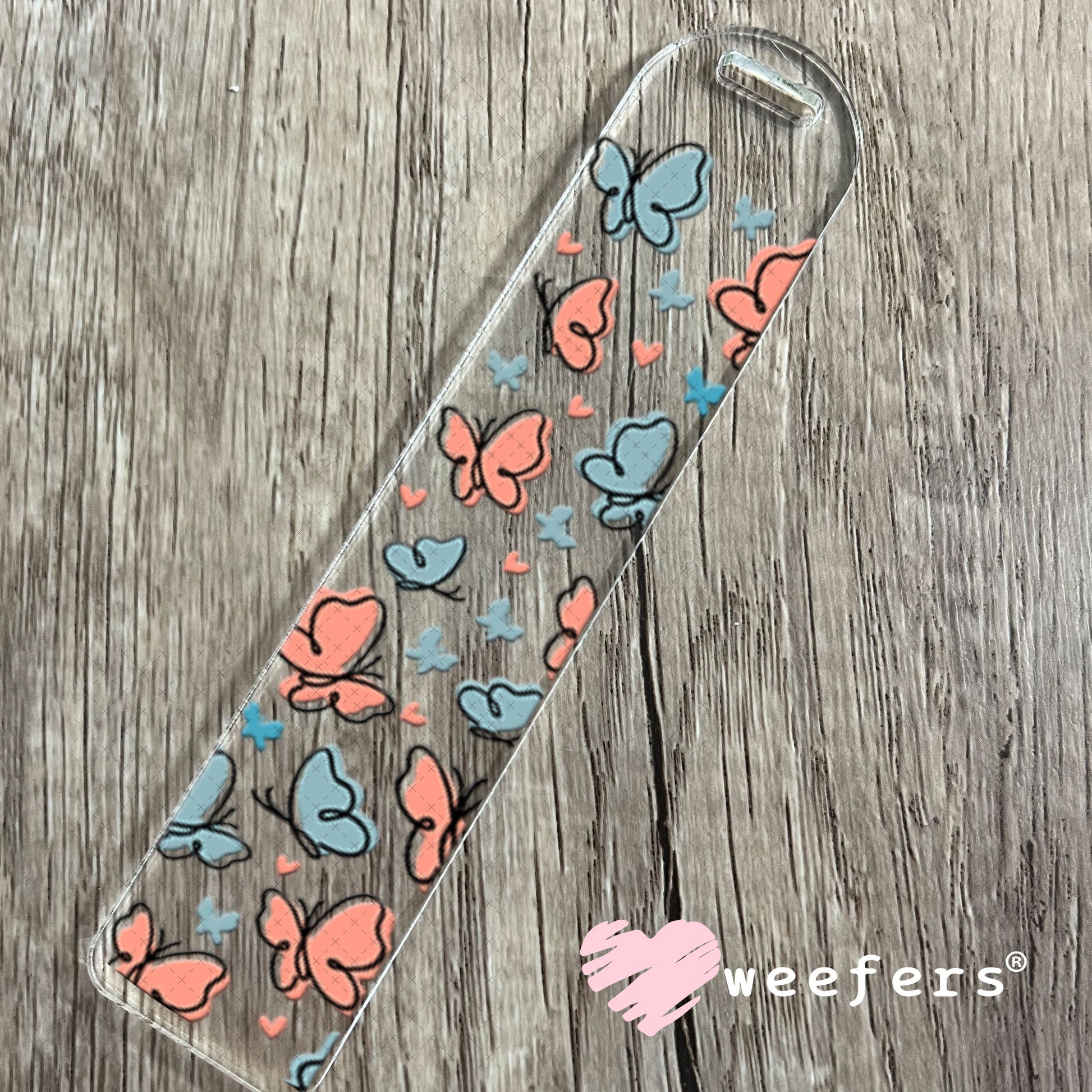 UV DTF Cup Wraps - Peach and Blue Butterflies Bookmark Weefers