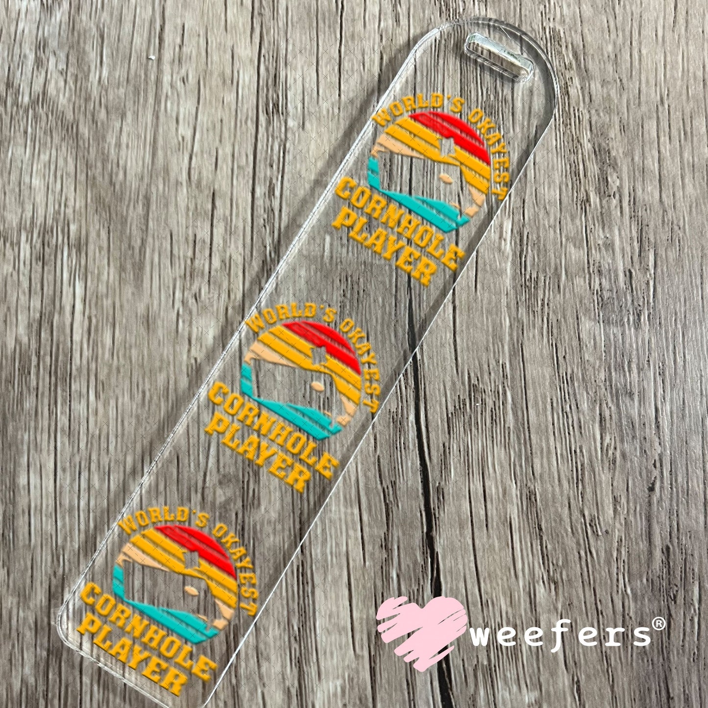 UV DTF Decal - World's Okayest Cornhole Player Bookmark Weefers