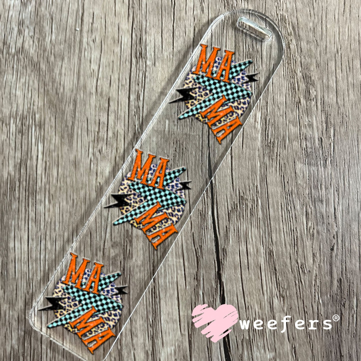 UV DTF Decal - Mama Checkered Lightening Bolt Bookmark Weefers
