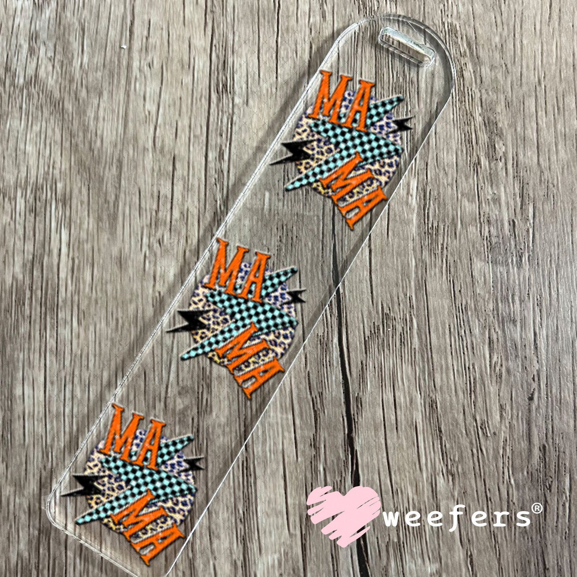 UV DTF Decal - Mama Checkered Lightening Bolt Bookmark Weefers