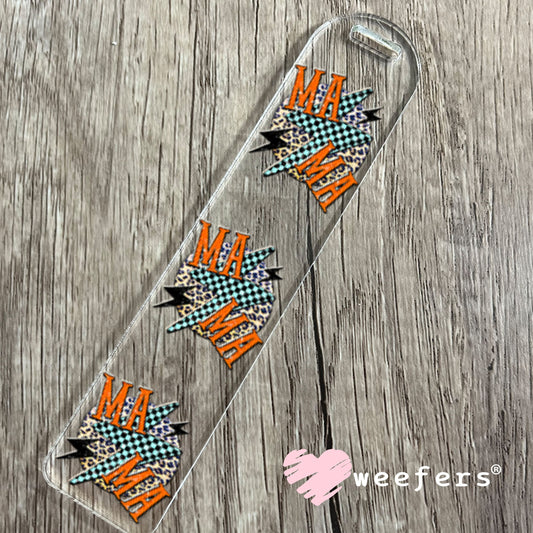 UV DTF Decal - Mama Checkered Lightening Bolt Bookmark Weefers