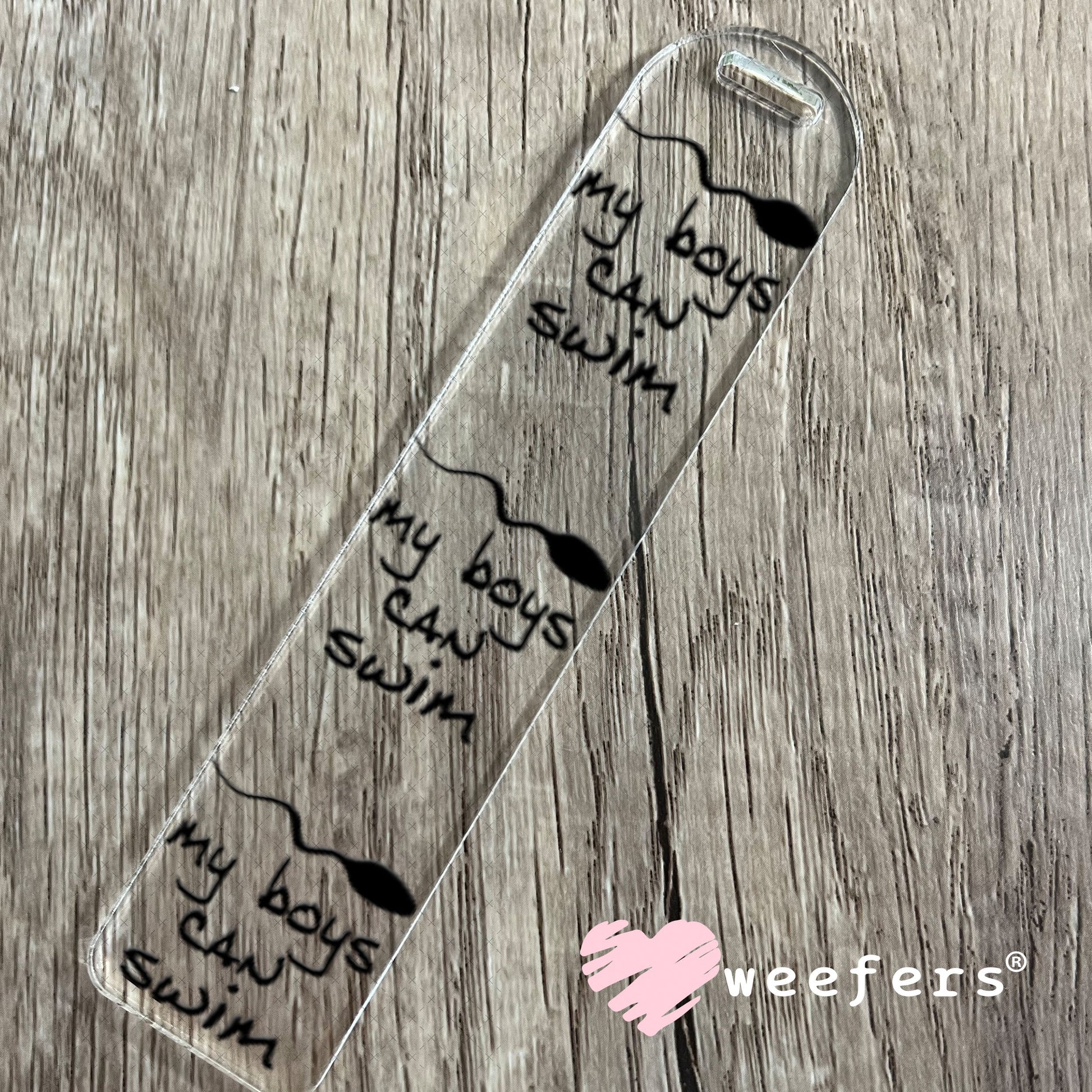 UV DTF Decal - My Boys Can Swim Pregnancy Announcement Bookmark Weefers