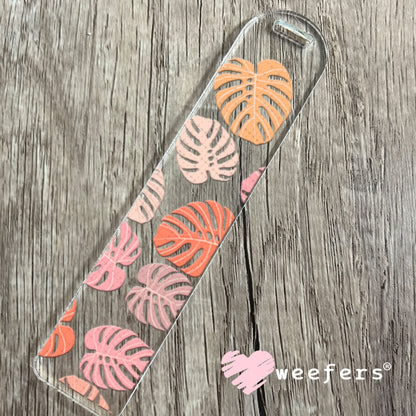 UV DTF Cup Wraps - Pink Montesera Leaves Bookmark Weefers