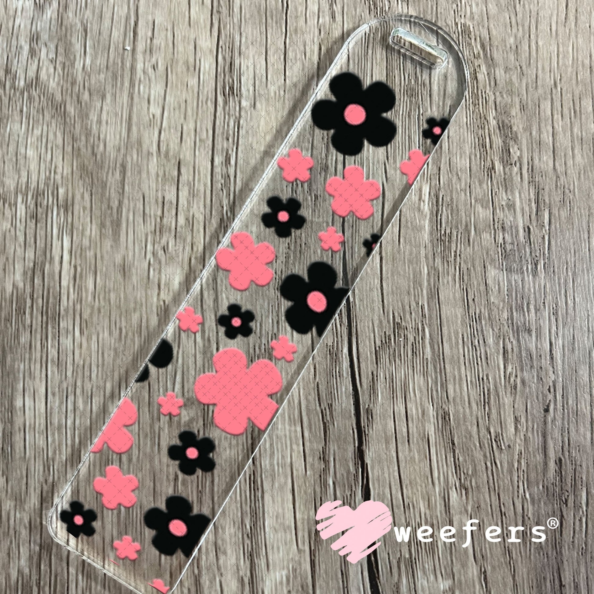 UV DTF Cup Wraps - Black and Pink Daisies Bookmark Weefers