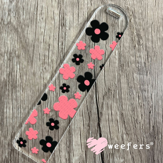 UV DTF Cup Wraps - Black and Pink Daisies Bookmark Weefers