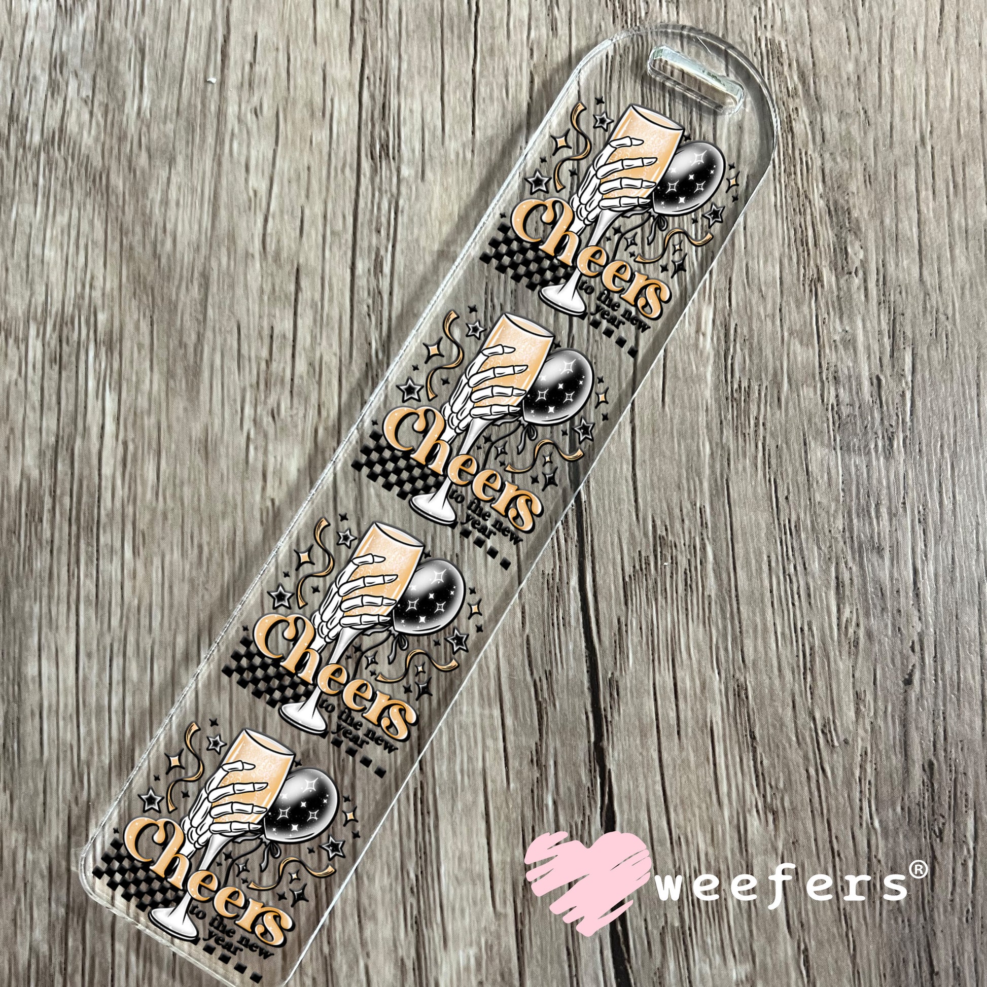 Cheers to the New Year Black Gold UV DTF Bookmark Decal