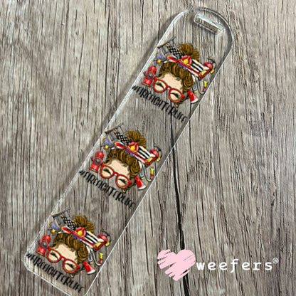 UV DTF Decal - Firefighter Life Woman Messy Bun Bookmark Weefers