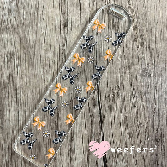 UV DTF Cup Wraps - Cow Print Balloon Dog Orange Bows Bookmark Weefers