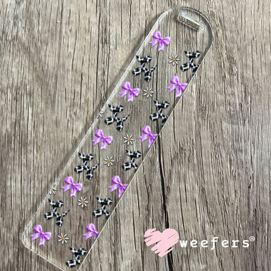 UV DTF Cup Wraps - Cow Print Balloon Dog Purple Bows Bookmark Weefers