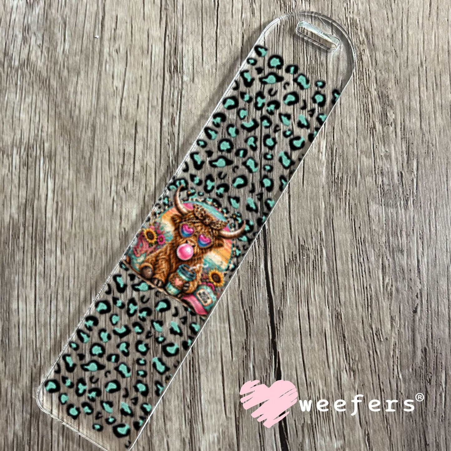 UV DTF Cup Wraps - Hot Mess Mint Pink Leopard Cow - Weefers® Exclusive Bookmark Weefers