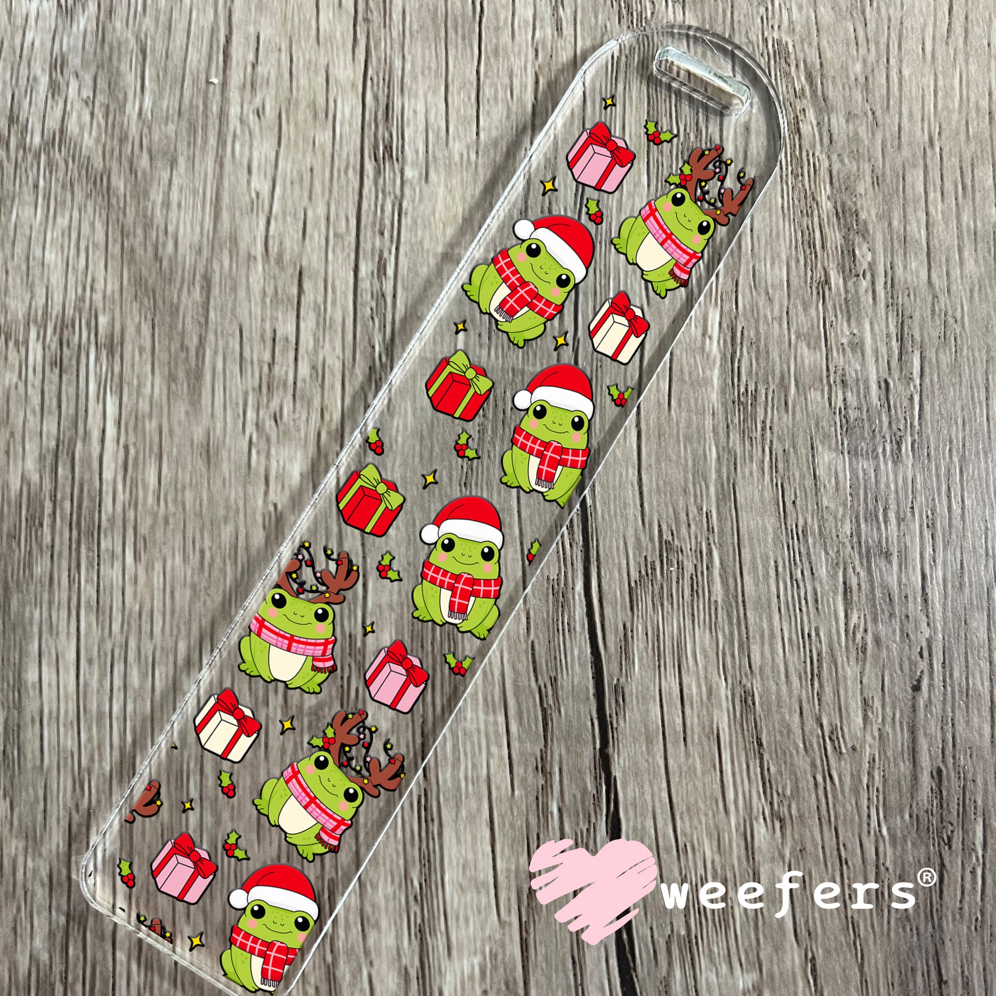 Christmas Frogs UV DTF Bookmark Decal