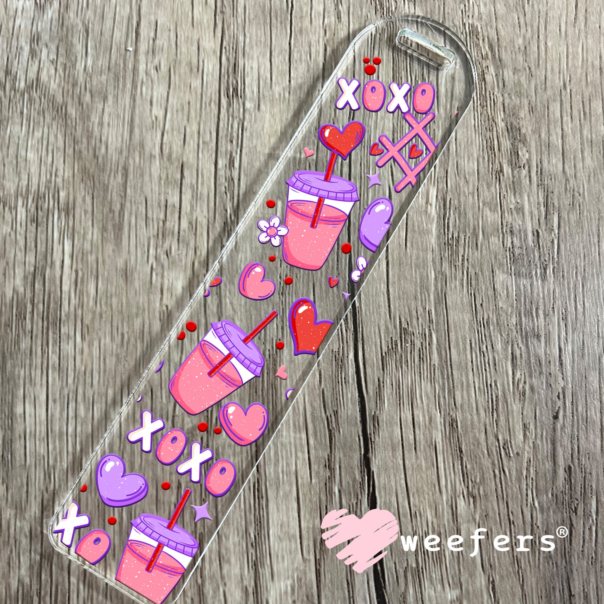 XOXO Valentine Drinks UV DTF Bookmark Decal