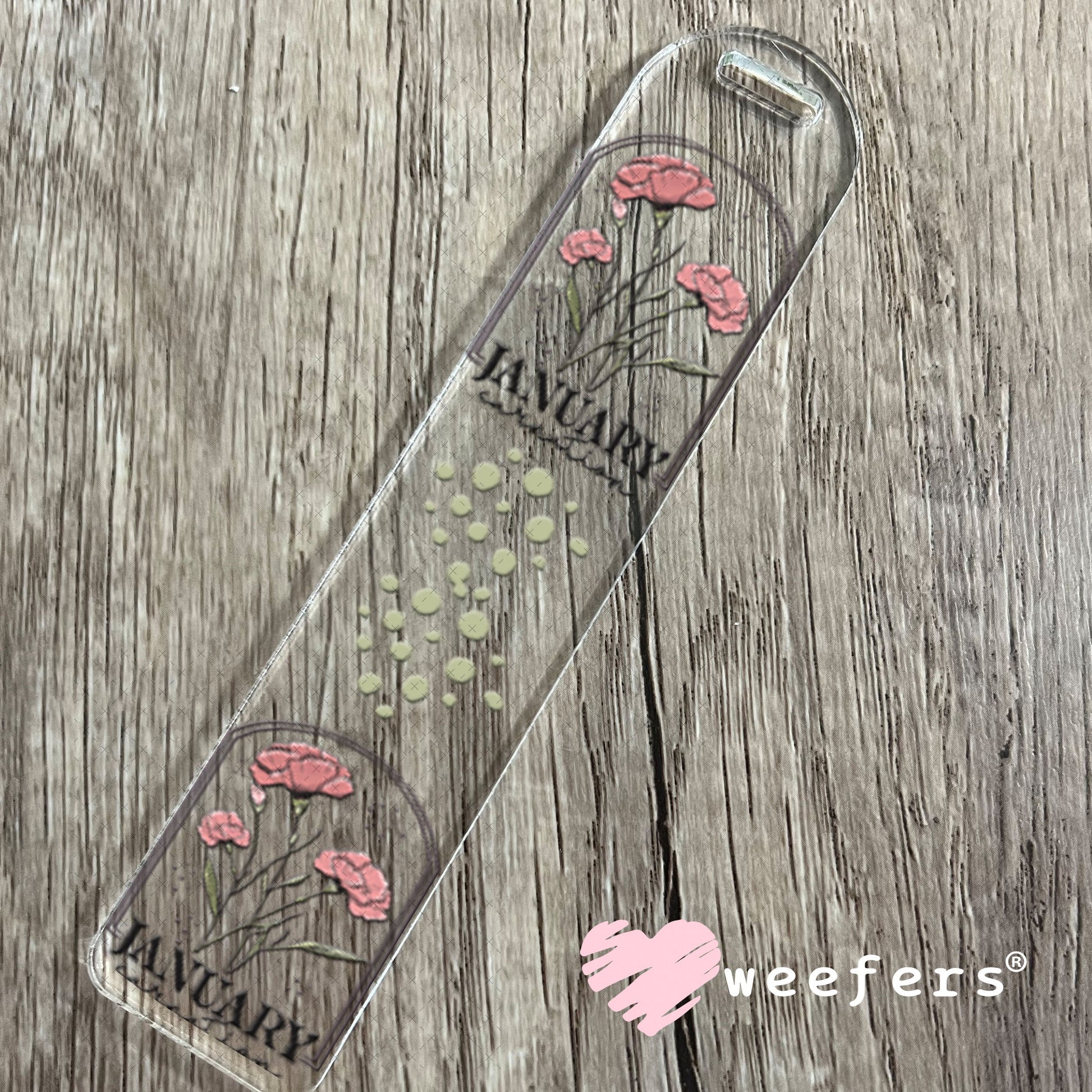 UV DTF Decal - January Carnation Birthday Month Bookmark Weefers