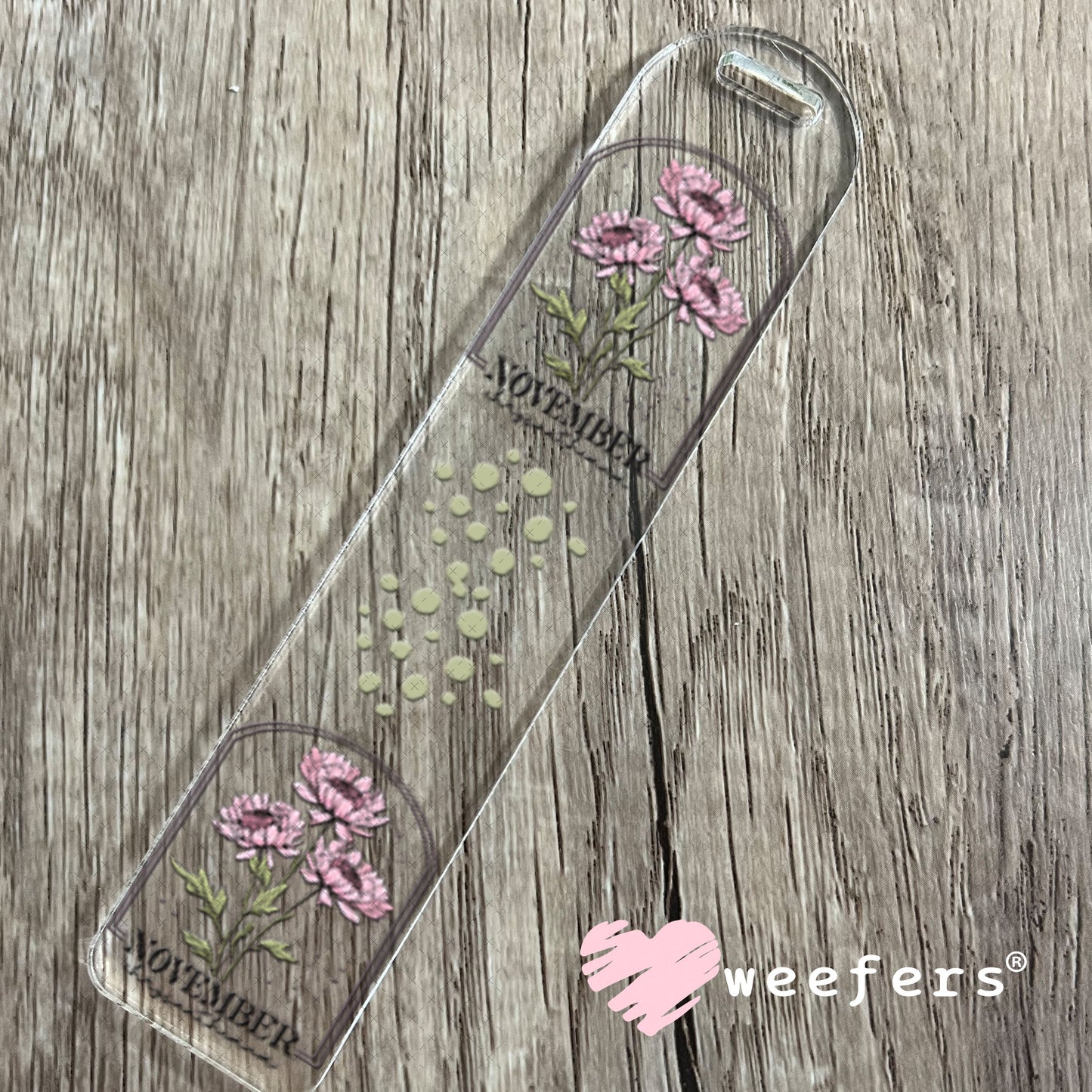 UV DTF Decal - November Chrysanthemum Birthday Month Bookmark Weefers