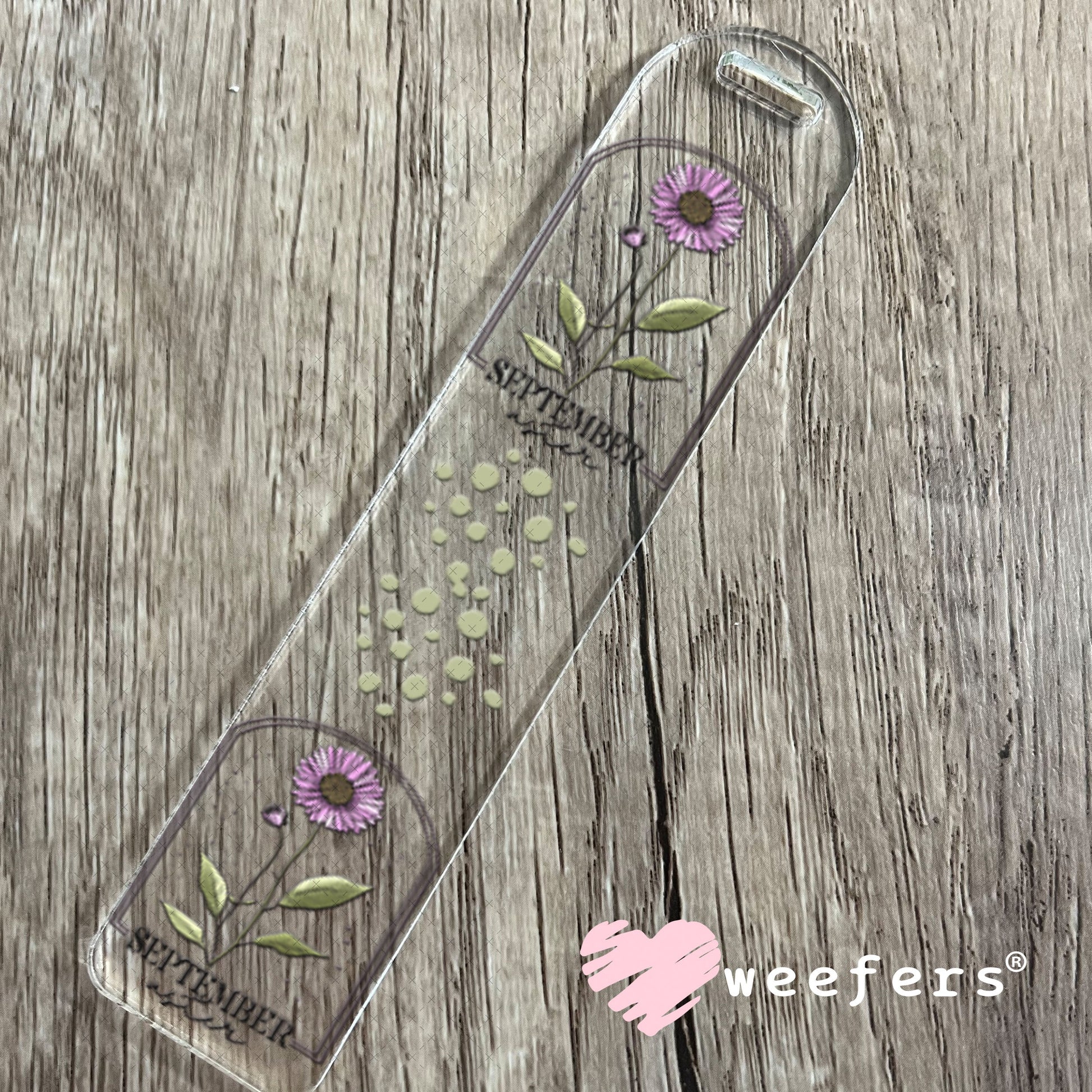 UV DTF Decal - September Aster Birthday Month Bookmark Weefers