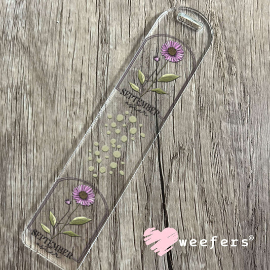 UV DTF Decal - September Aster Birthday Month Bookmark Weefers